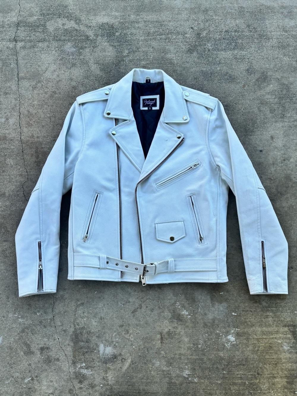 Reclaimed Vintage White Biker Leather Jacket